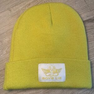 Urban Outfitters Boys Lie Knit Cuffed Beanie Hat Yellow